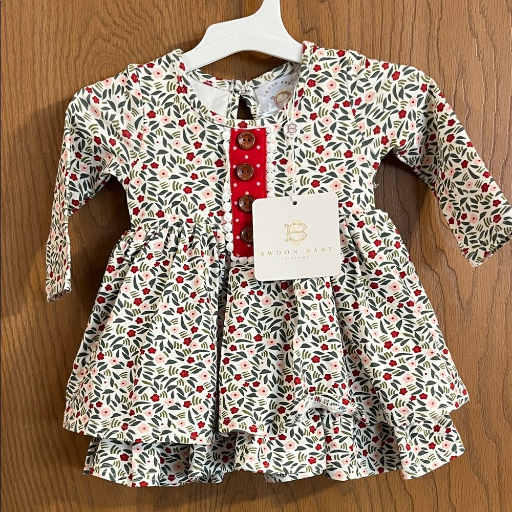 Swoon Baby‎ Holiday Floral Long Sleeve Twirl Dress 9M NEW